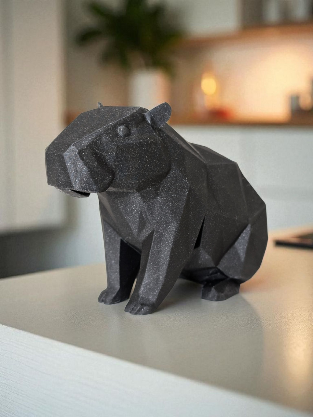Low Poly Capybara Figurine - 3D Printed Desk Decor