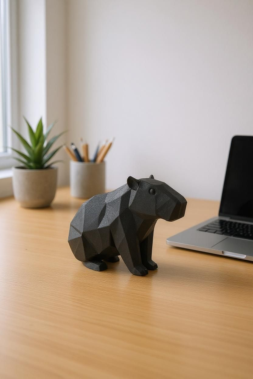 Low Poly Capybara Figurine - 3D Printed Desk Decor