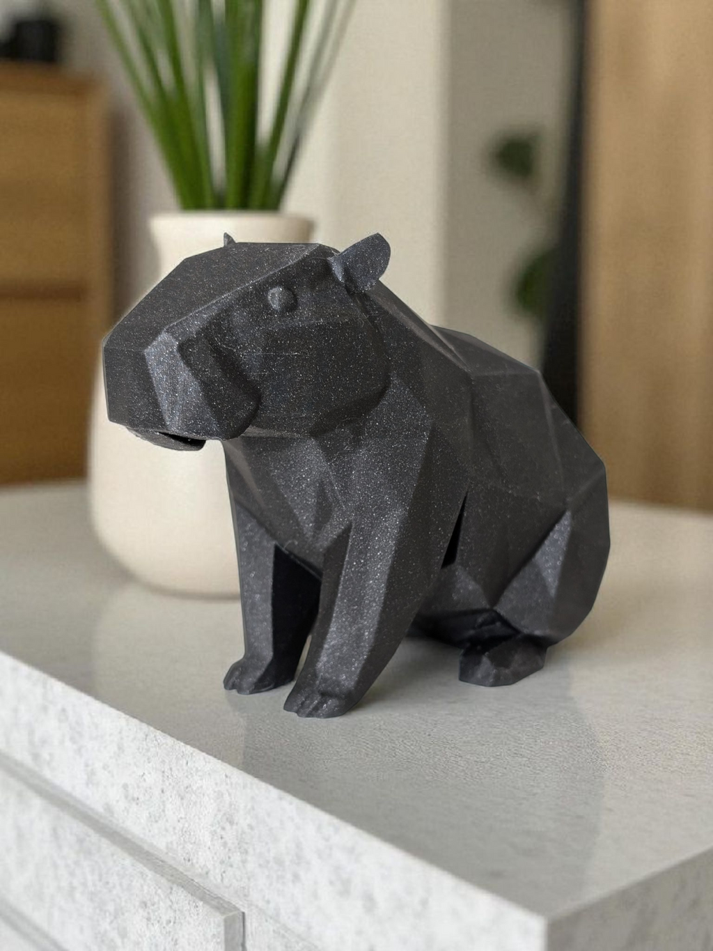 Low Poly Capybara Figurine - 3D Printed Desk Decor