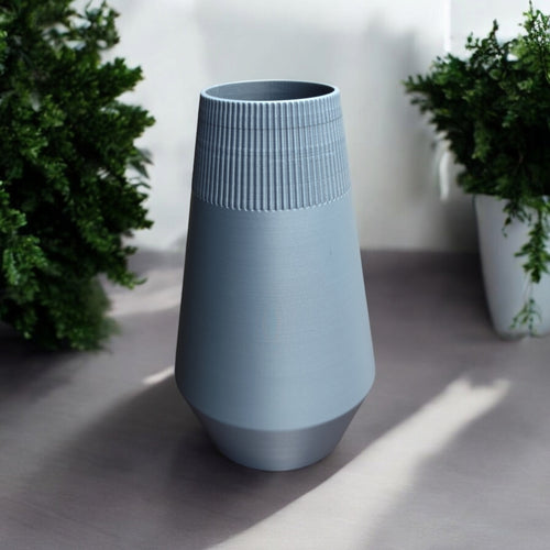 3D Printed Geometric Vase with Ribbed Collar