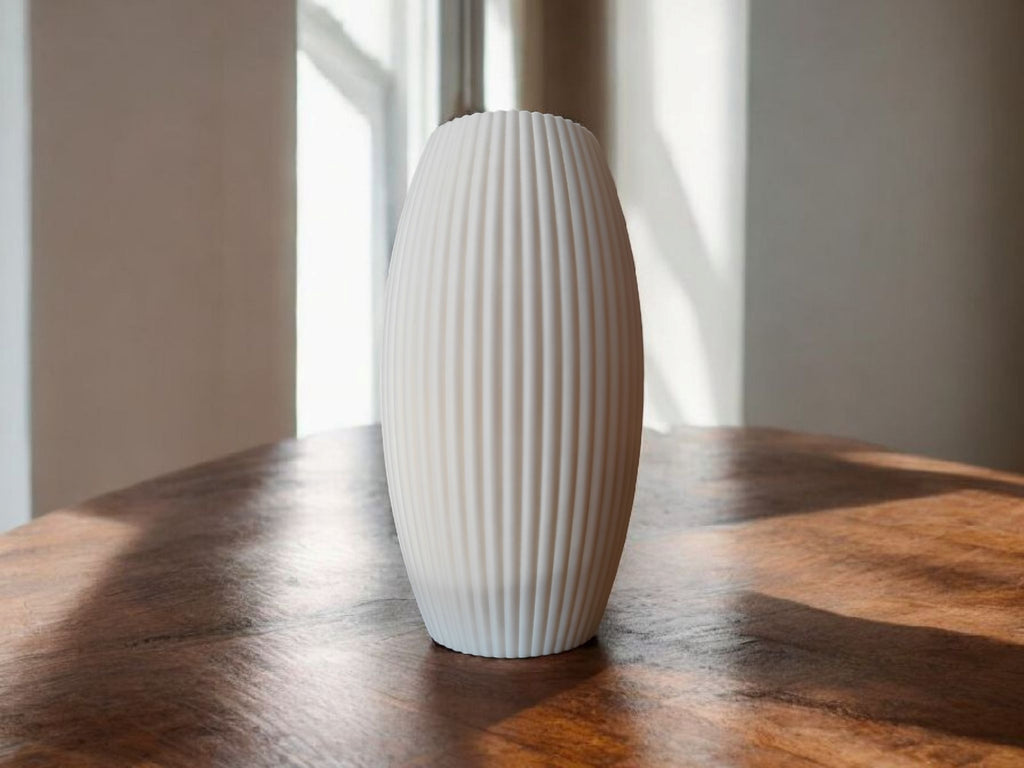 3D Printed Ribbed Vase with Scalloped Edge