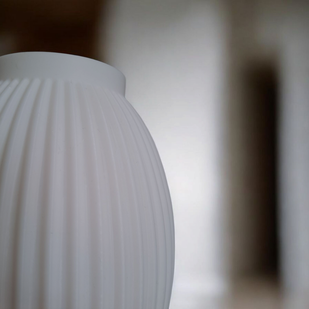 Modern Ribbed Bulbous Design Vase