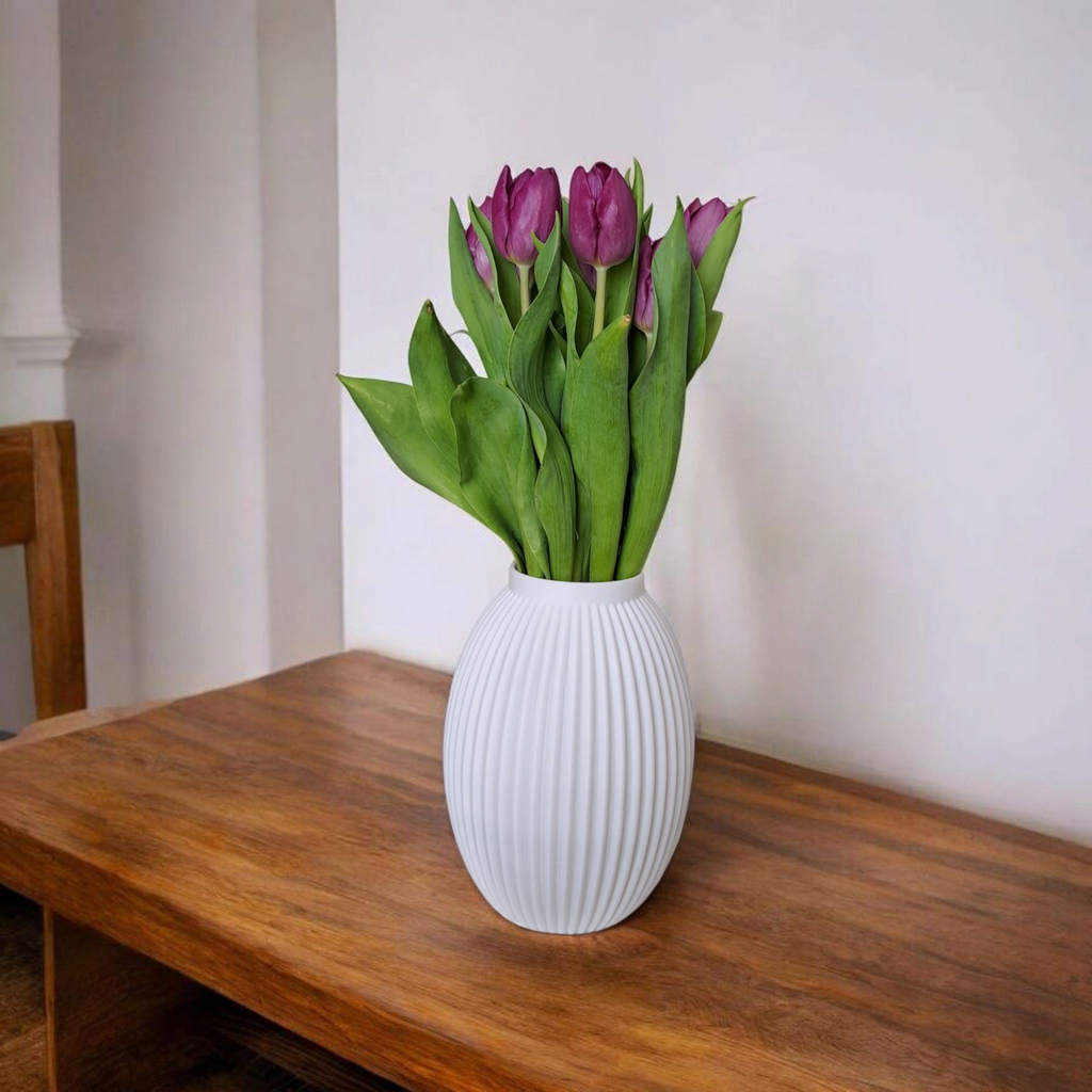 Modern Ribbed Bulbous Design Vase