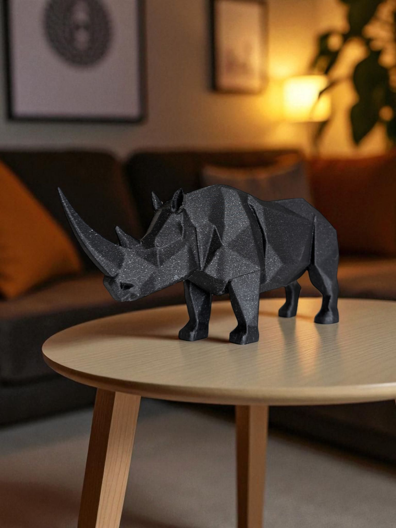 Geometric Rhino Sculpture