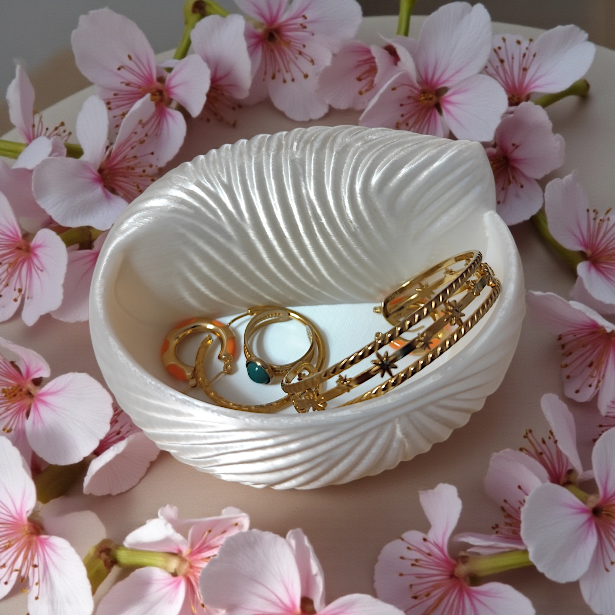 Seashell Jewelry Dish - 3D Printed Coastal Decor Trinket Tray