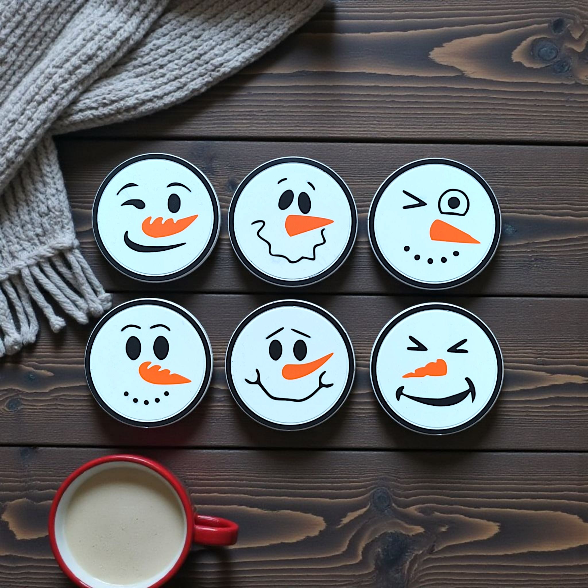 Snowman Face Coaster Set