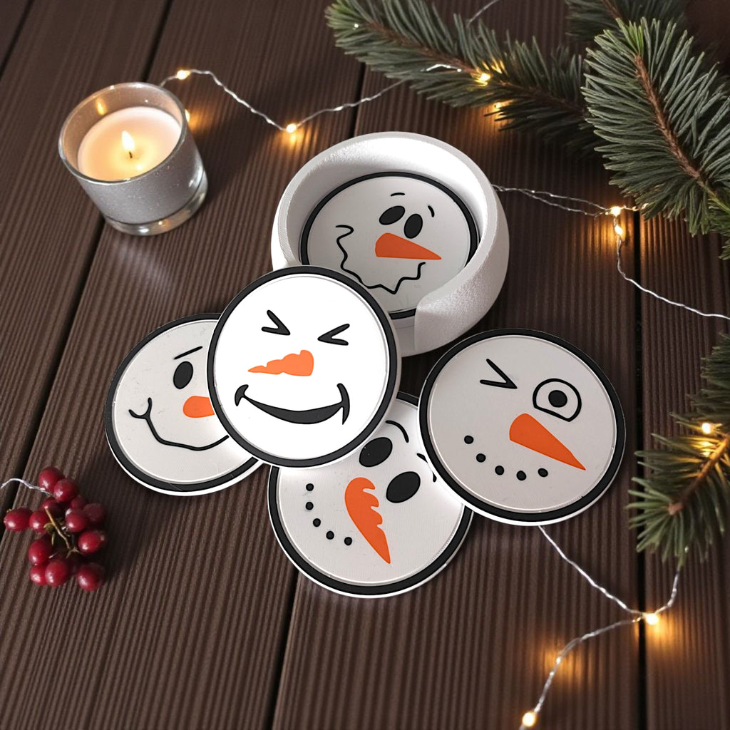 Snowman Face Coaster Set