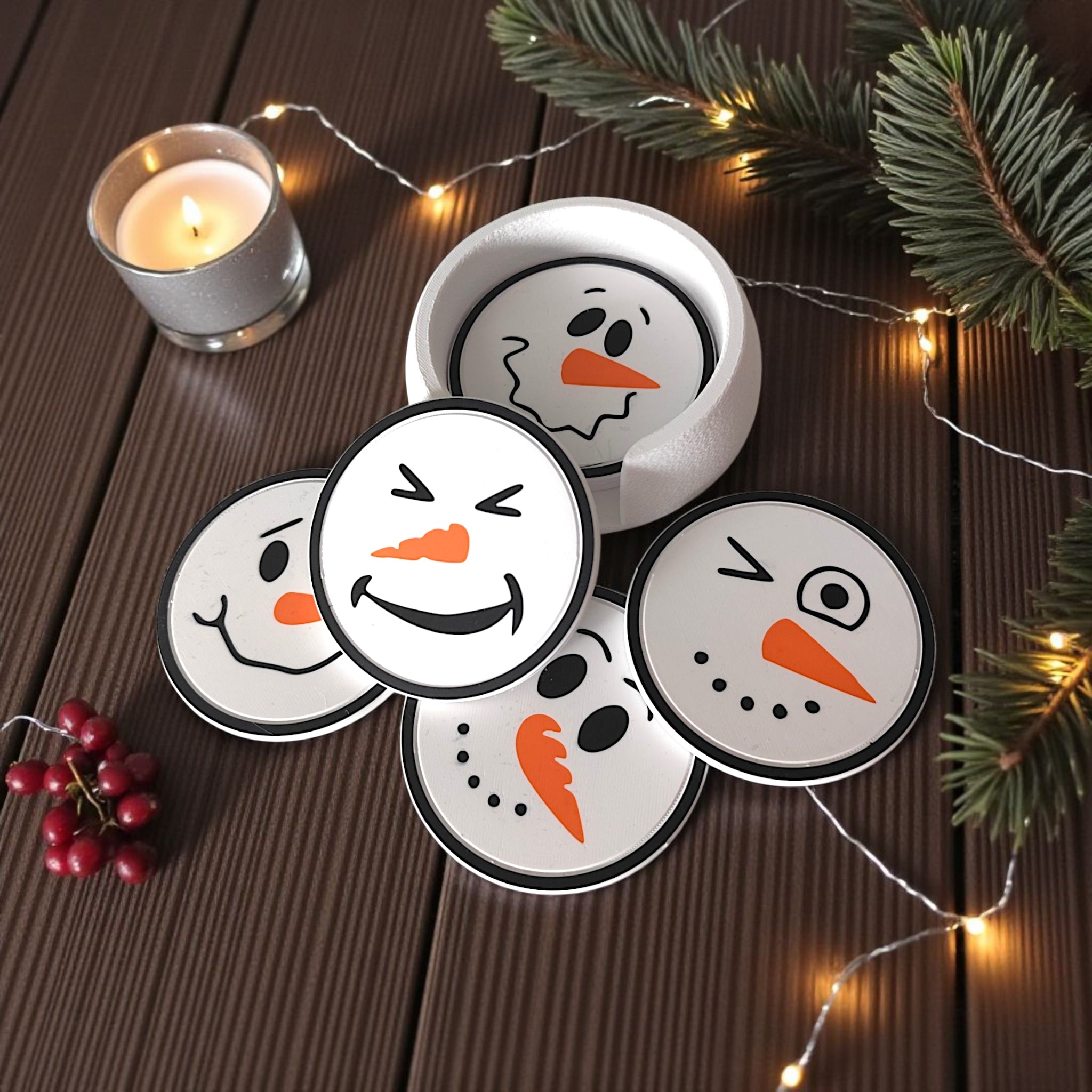 Snowman Face Coaster Set
