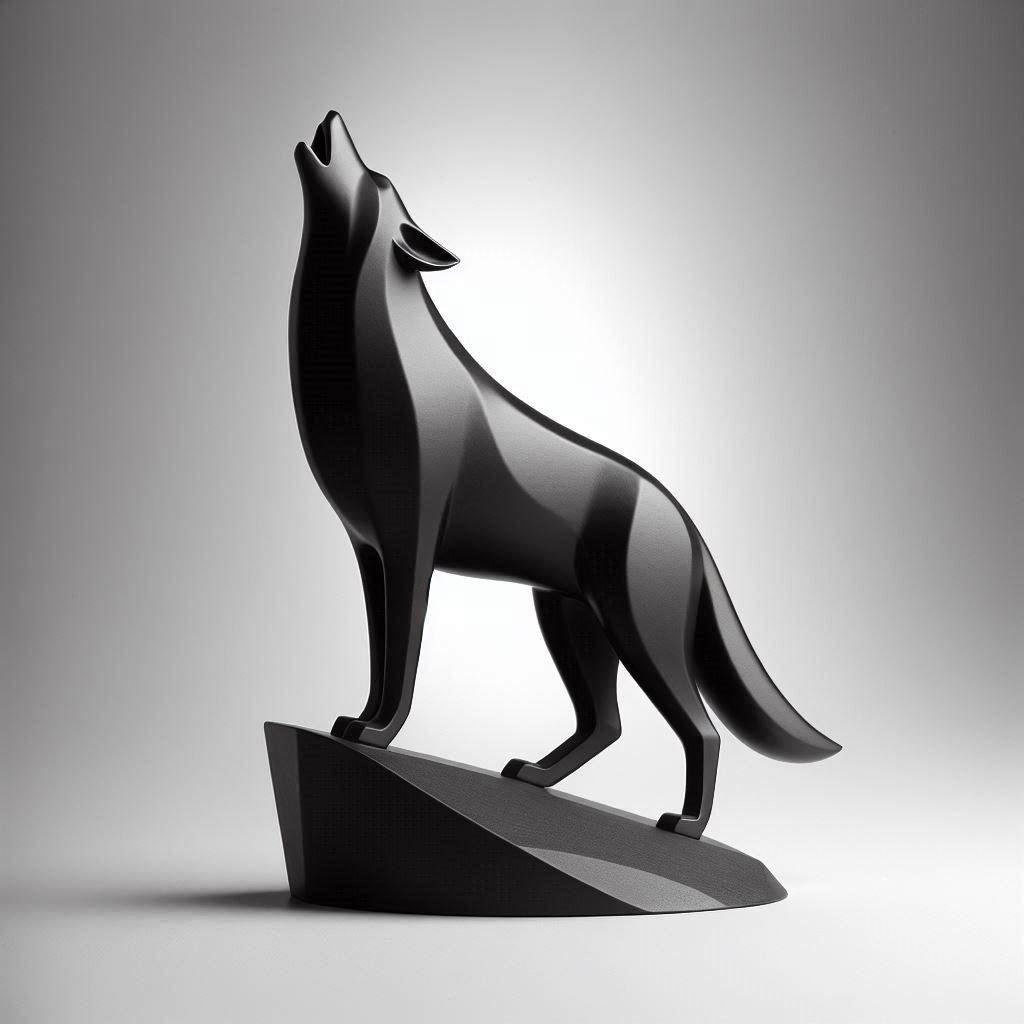 3D Printed Howling Wolf Sculpture