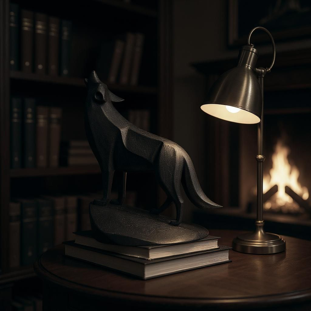 3D Printed Howling Wolf Sculpture